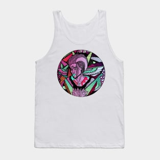 Blue Red Blend Wise Afro King Tank Top